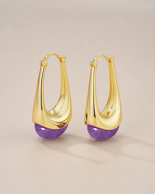 Swirl Resin Dangle Statement Earrings - Purple