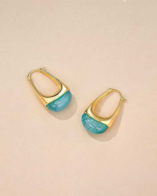 Swirl Resin Dangle Statement Earrings - Grass Green