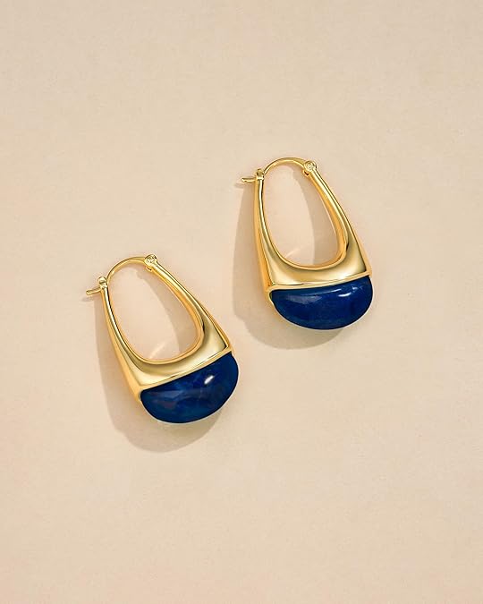 Swirl Resin Dangle Statement Earrings - Navy Blue