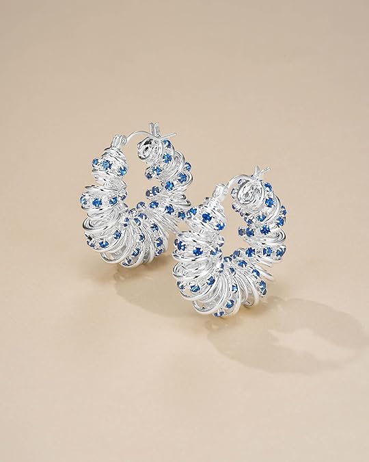 Spiral Twisted Hoop Earrings In Silver Tone Chunky Curve Style