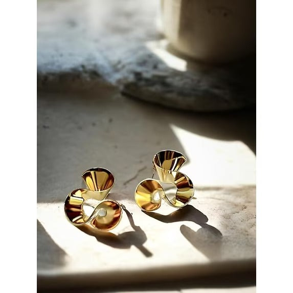 SNGIA Gold Tone Geometric Curve Dangle Earrings for Women, Statement Fashion Jewelry