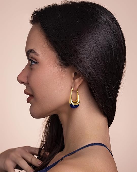 Swirl Resin Dangle Statement Earrings - Navy Blue