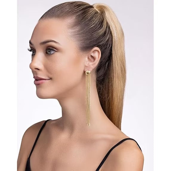 SNGIA 18K Gold Plated Long Tassel Dangle Earrings for Women Statement Chain Drop Earrings