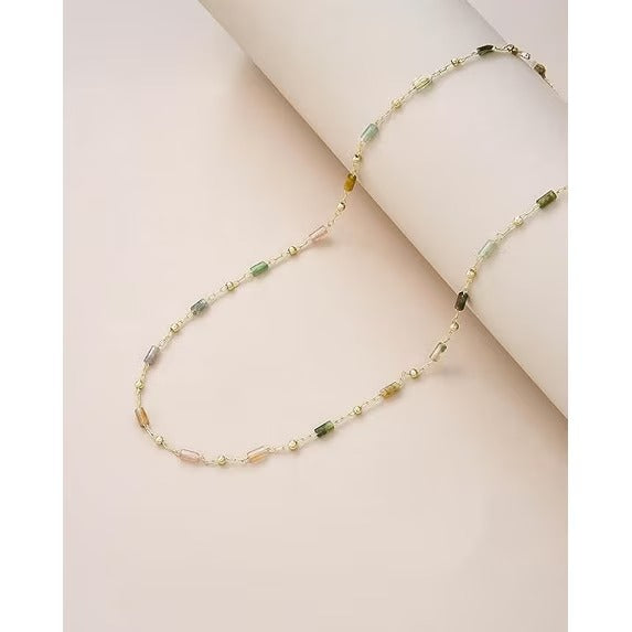 SNGIA 18K Gold Plated Multicolor Quartz Bead Adjustable Choker Necklace for Women
