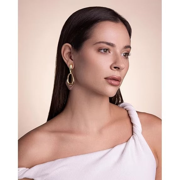 SNGIA Women’s 18K Gold Plated Brown Resin Enamel Irregular Oval Dangle Earrings