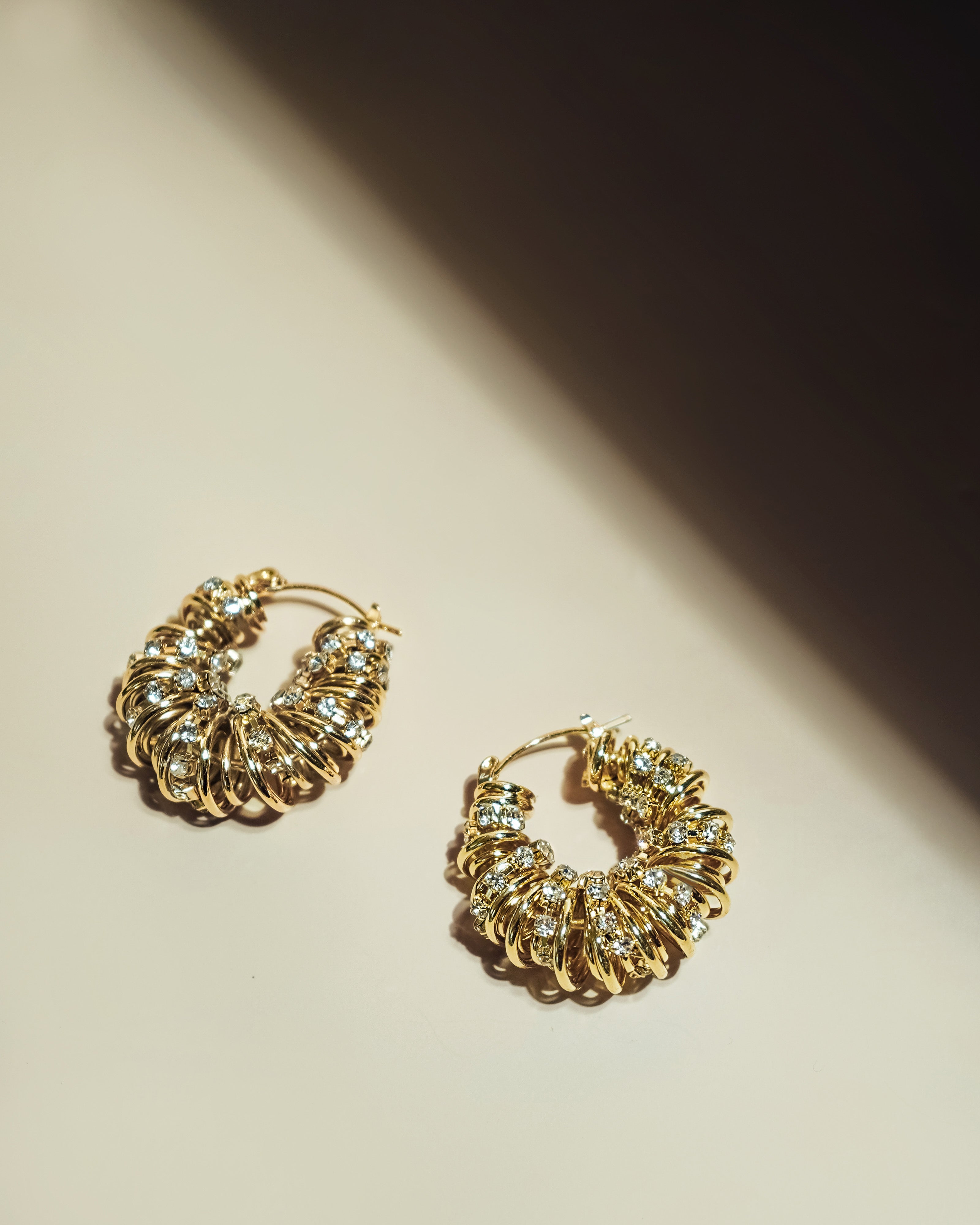 Spiral Twisted Hoop Earrings In Gold Tone Chunky Curve Style