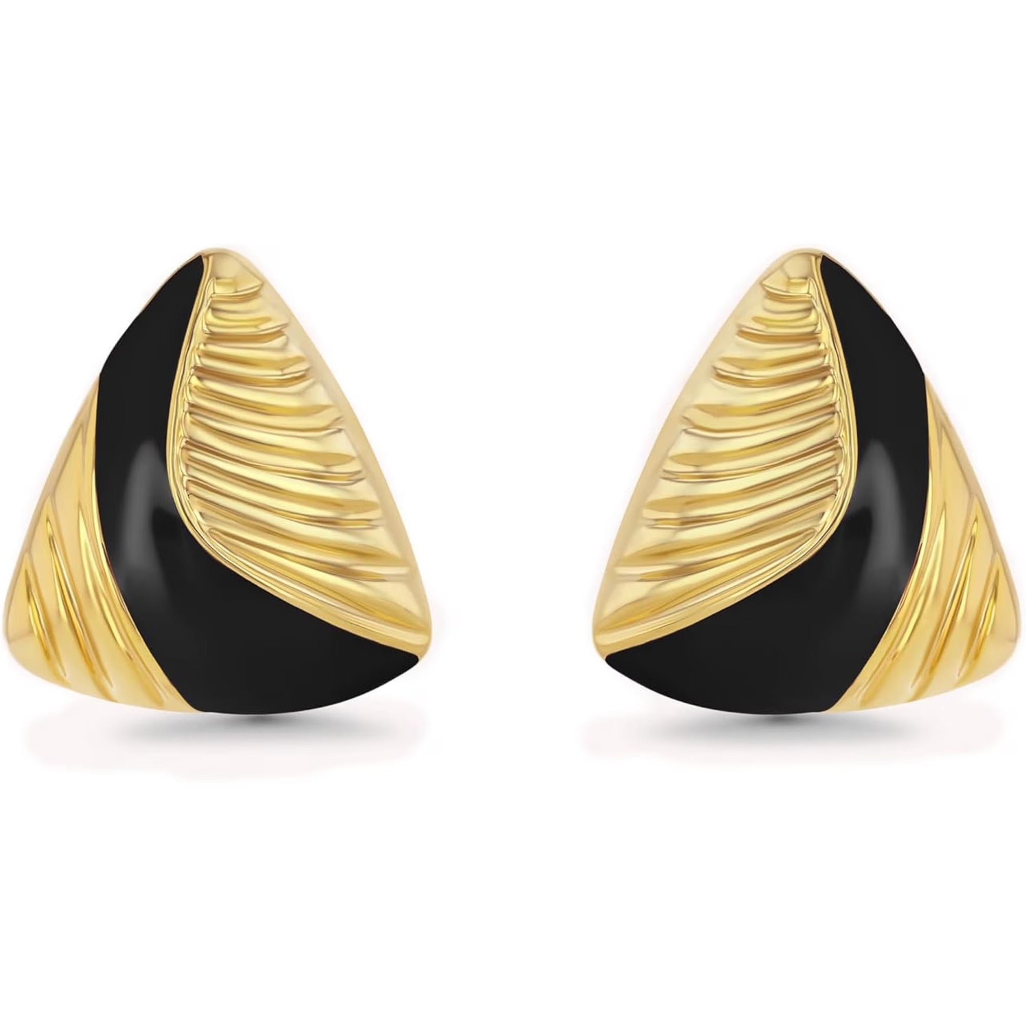 SNGIA 18K Gold Plated Black Enamel Triangle Stud Earrings for Women