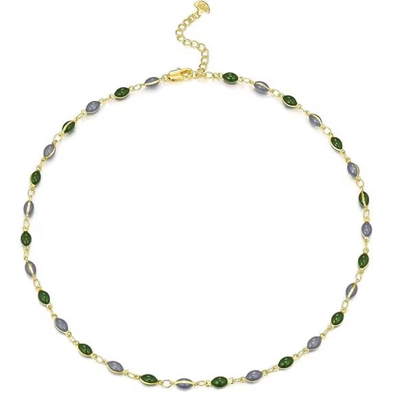 SNGIA 18K Gold Plated Multicolor Beaded Adjustable Choker Necklace for Women