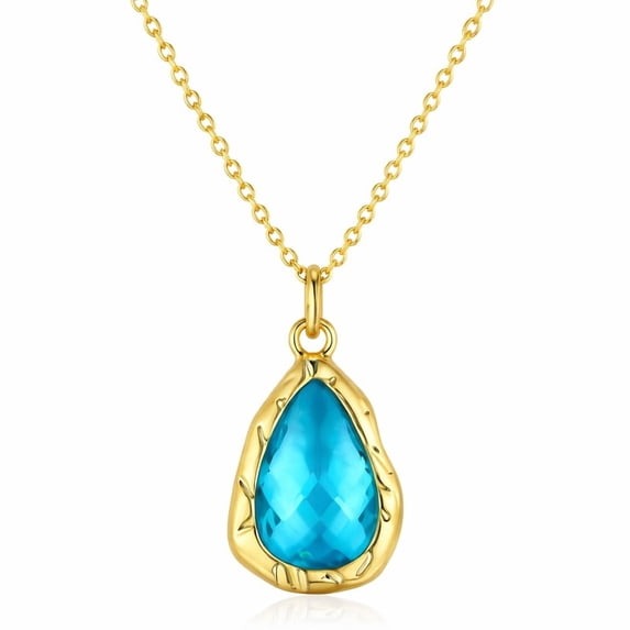 SNGIA 18K Gold Plated Teardrop Pendant Necklace for Women, Adjustable Chain, Women, Adjustable Chain, Turquoise