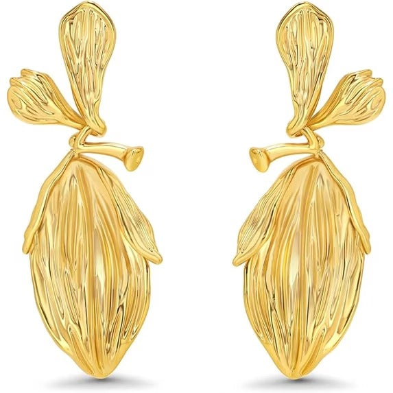 SNGIA 18K Gold Plated Tulip Petal Dangle Earrings for Women, Floral Statement Drop Jewelry