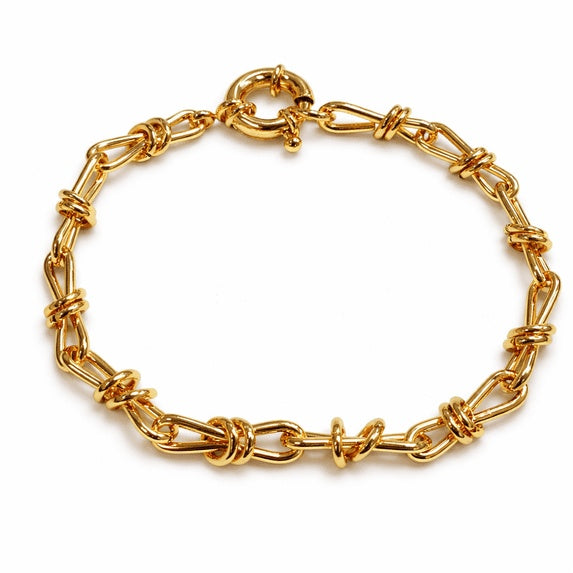 Adjustable Infinity Link Paperclip Chain Bracelet for Women, Gold Plated