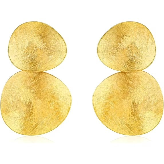 SNGIA Textured Geometric Disc Dangle Earrings for Women, Silver-Plated or Gold-Plated