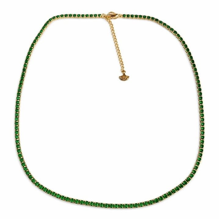 SNGIA Women’s Gold Tone Green Stone Tennis Necklace Adjustable Chain Choker Style Jewelry