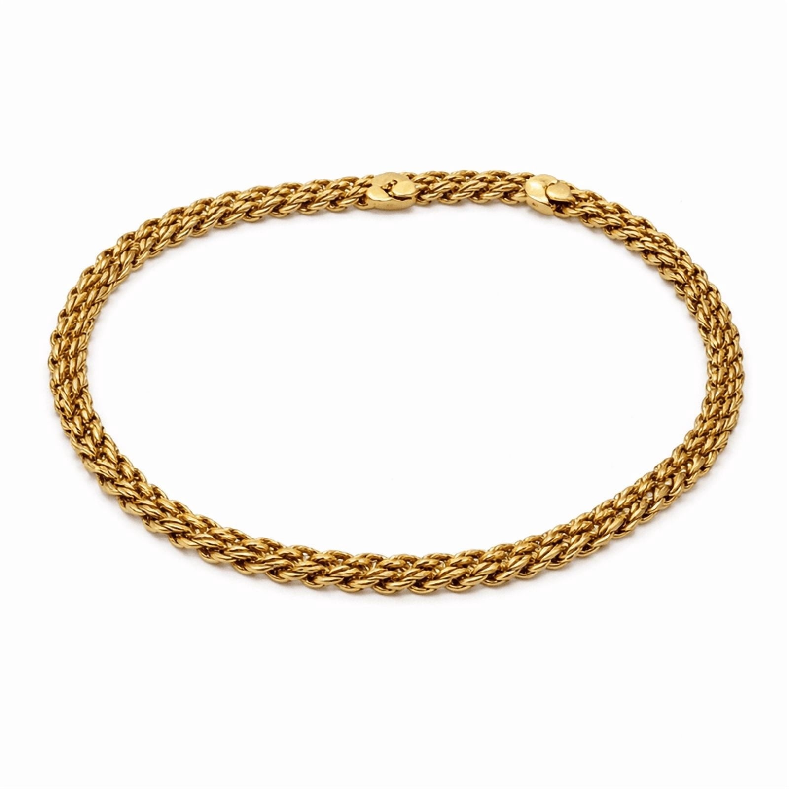 Women’s Shiny Gold Tone Rope Chain Bracelet, Elegant Twisted Link Jewelry