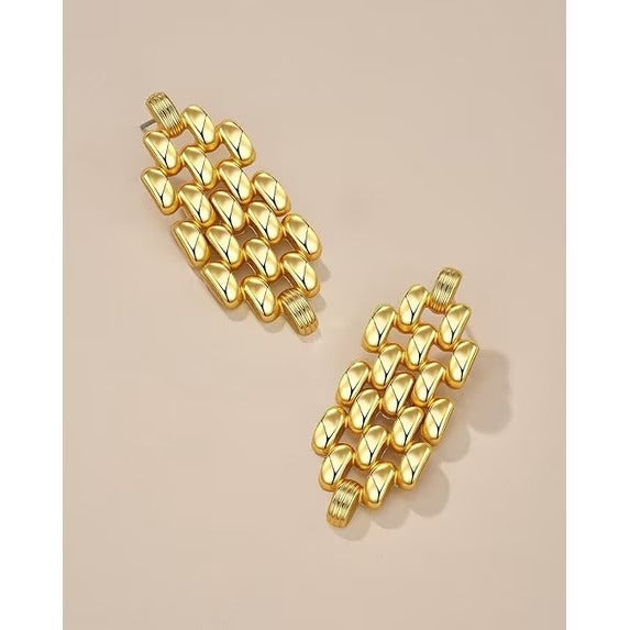 18K Gold Plated Chunky Chain Link Drop Earrings for Women Bold Statement Dangle Jewelry