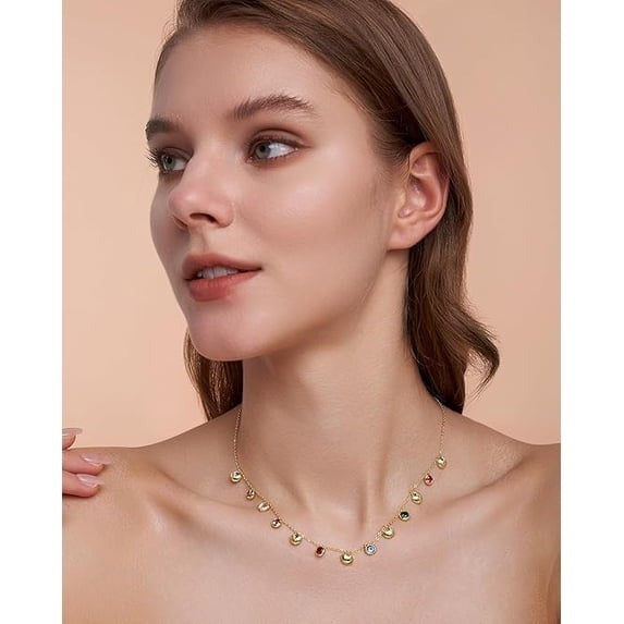 SNGIA 18K Gold Plated Shell Charm Necklace for Women, Multicolor Beaded Statement Choker