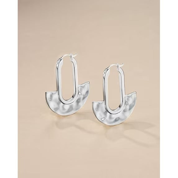 SNGIA Hammered Statement Drop Earrings for Women, 18K Gold Plated or Silver Plated, Lightweight
