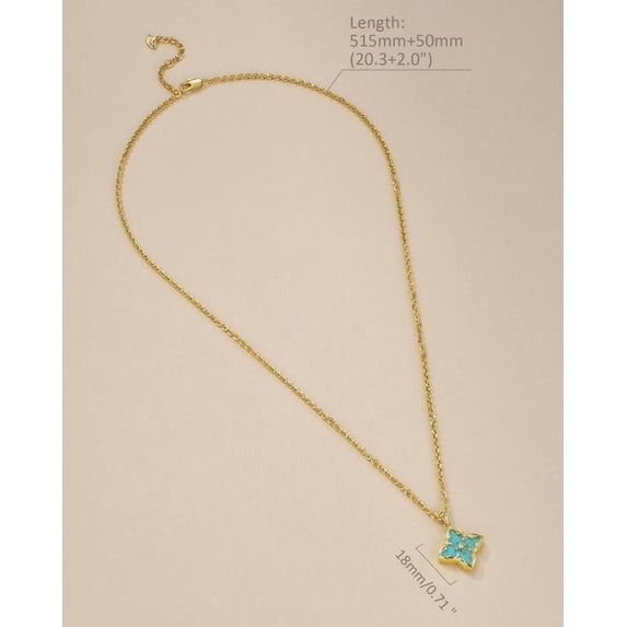 SNGIA 18K Gold Plated Clover Pendant Necklace for Women, Adjustable Chain, Turquoise