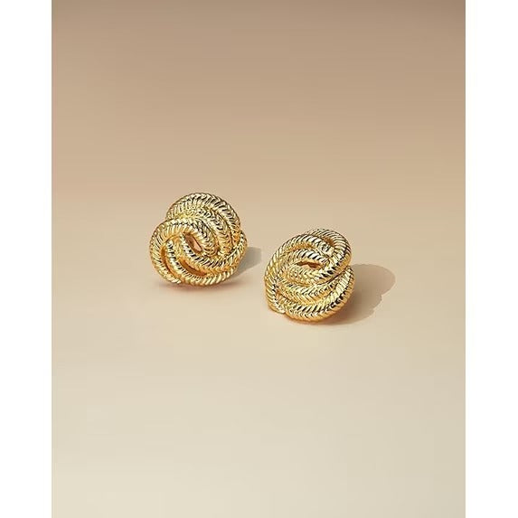 SNGIA 18K Gold Plated Spiral Leaf Dangle Earrings for Women, Textured Statement Drop Style