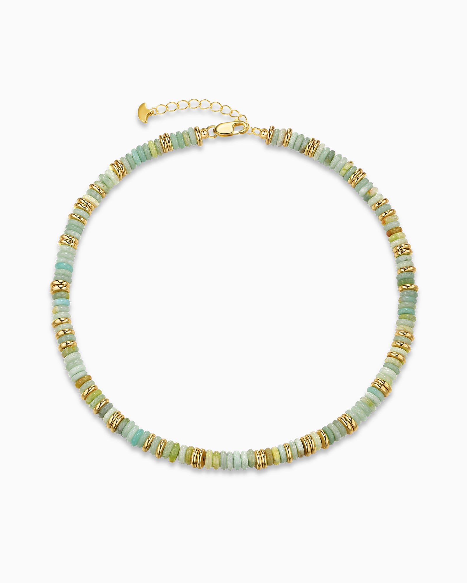 Gold Natural Stone Bead Necklace - Mist