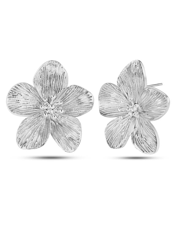 Blooming Floral Earrings - Silver Plated