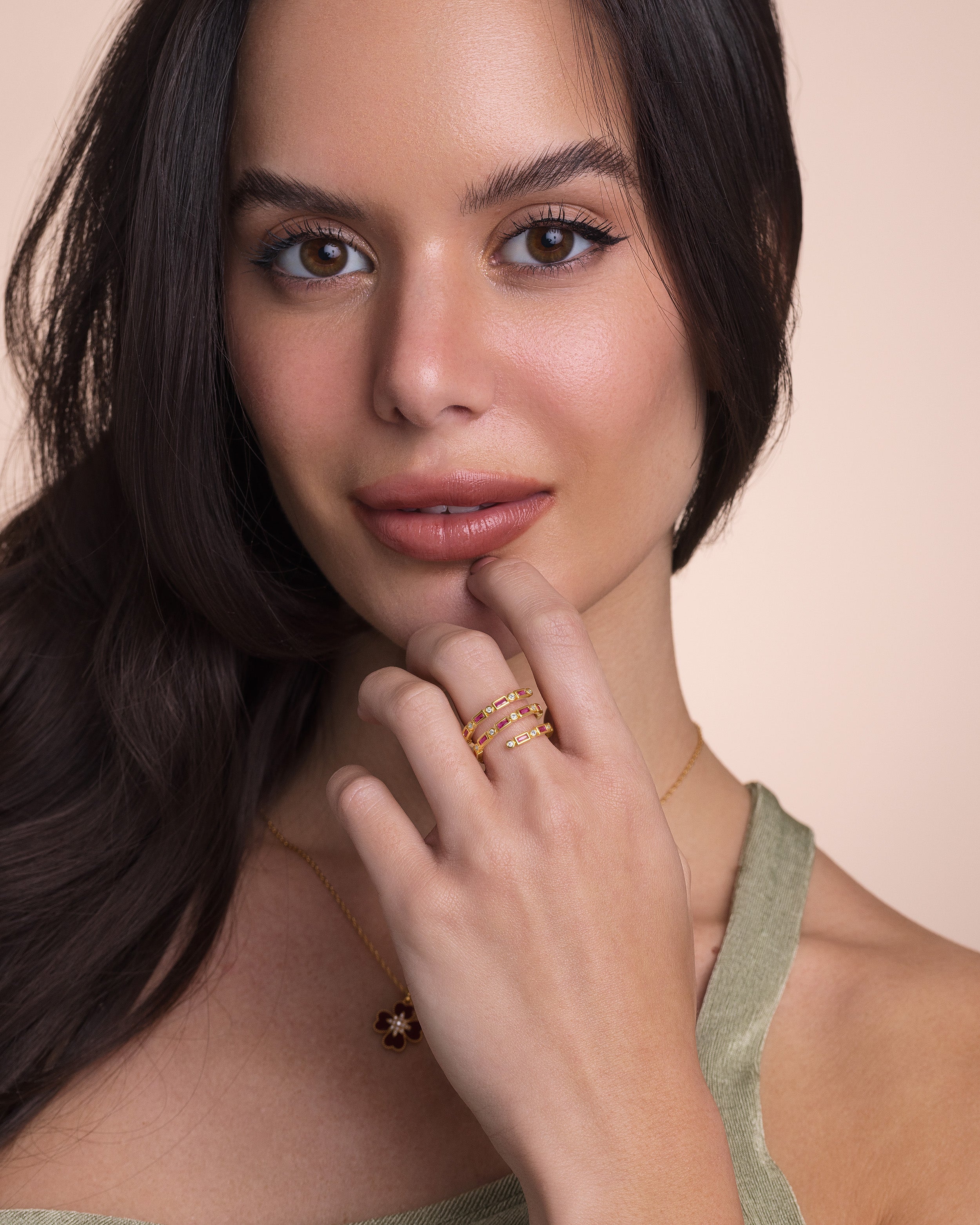 Pink Ruby Eternity Band Ring with CZ