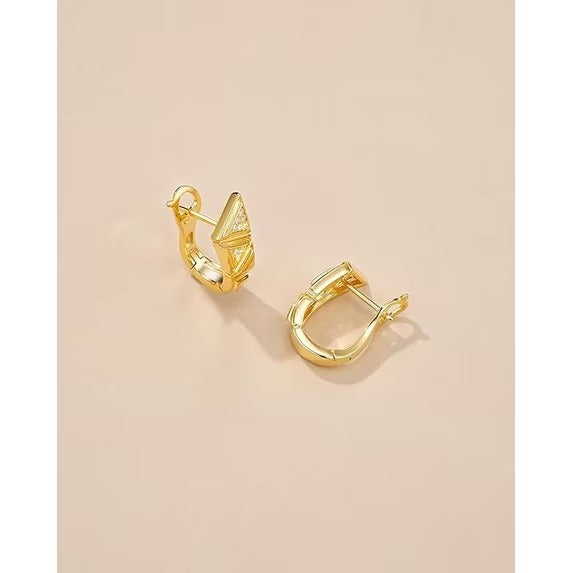 SNGIA 18K Gold Plated Geometric Hoop Earrings with Clear or Green CZ for Women