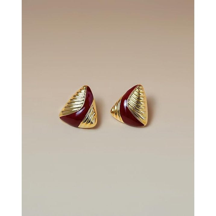 SNGIA 18K Gold Plated Enamel Triangle Stud Earrings for Women, Geometric Statement Jewelry