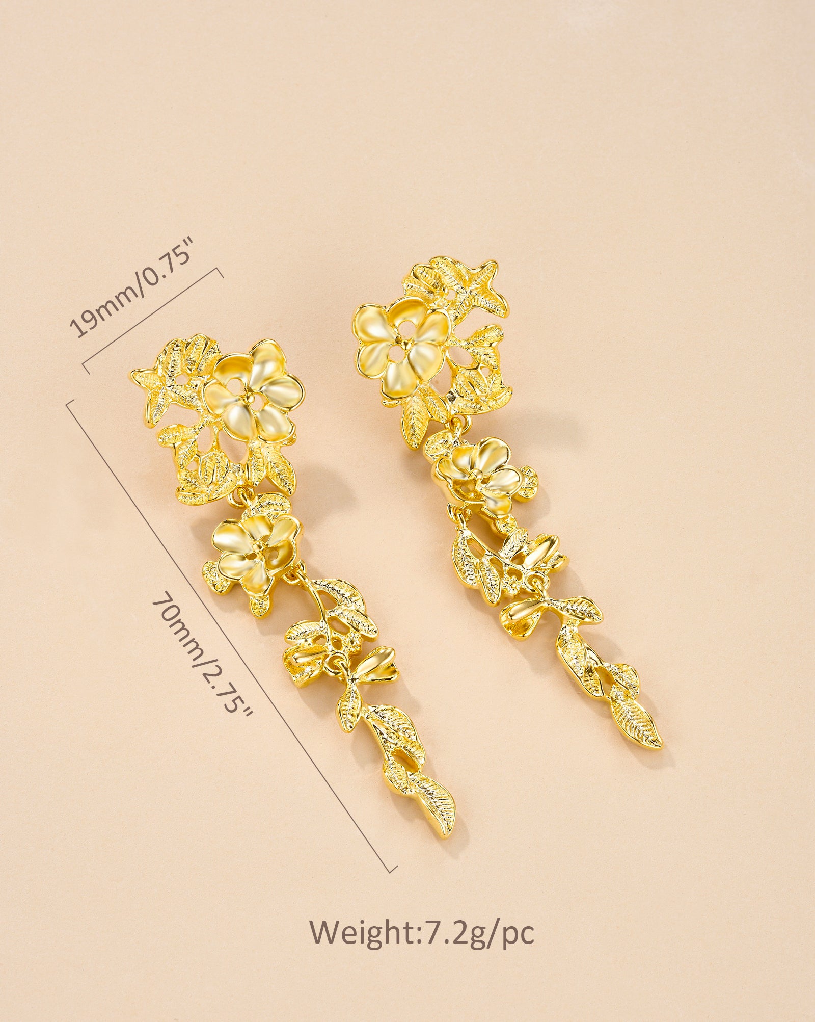 Gold Statement Flower Dangle Earrings