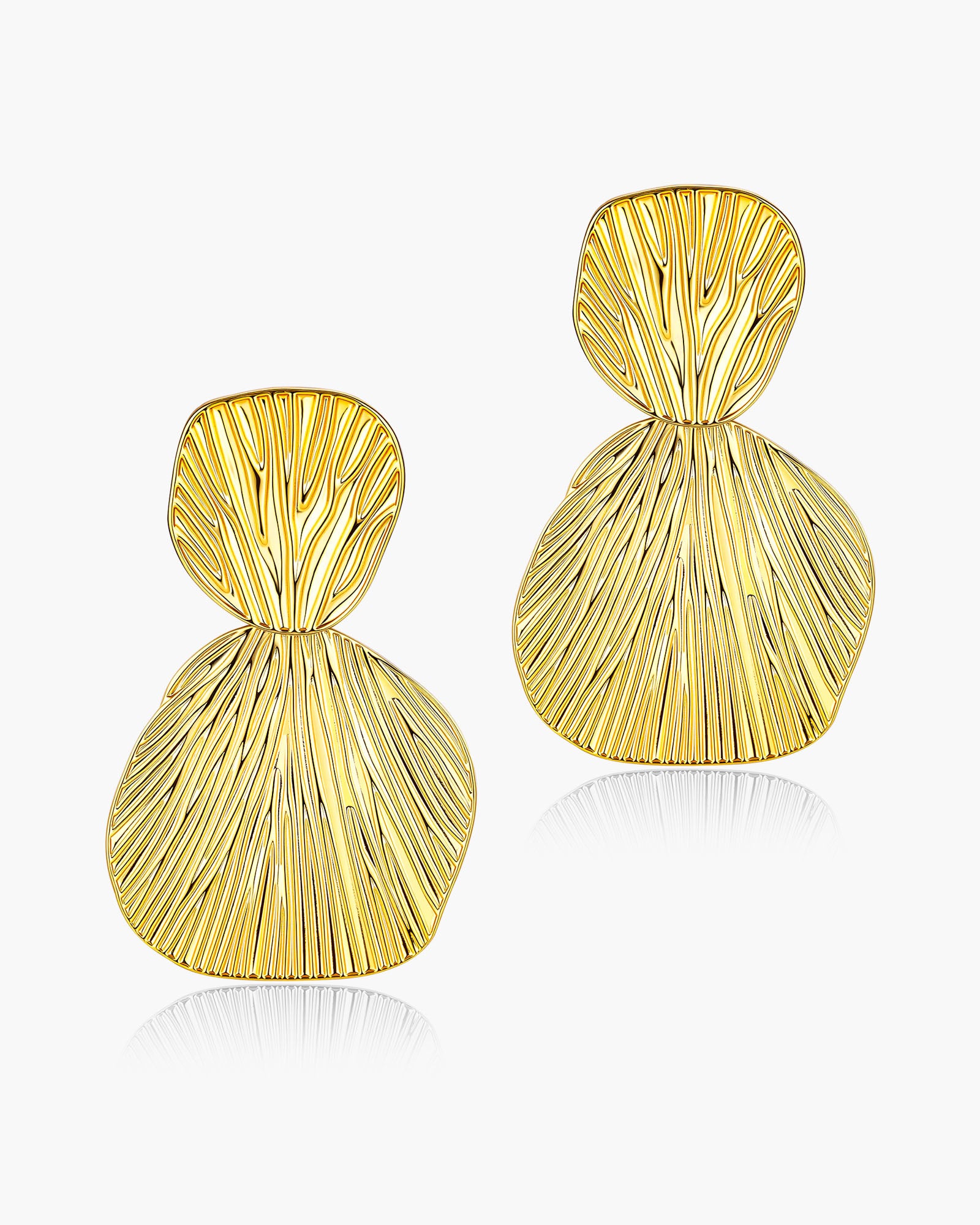 Ribbed Enamel Dangle Earrings In Gold Tone Boho Style