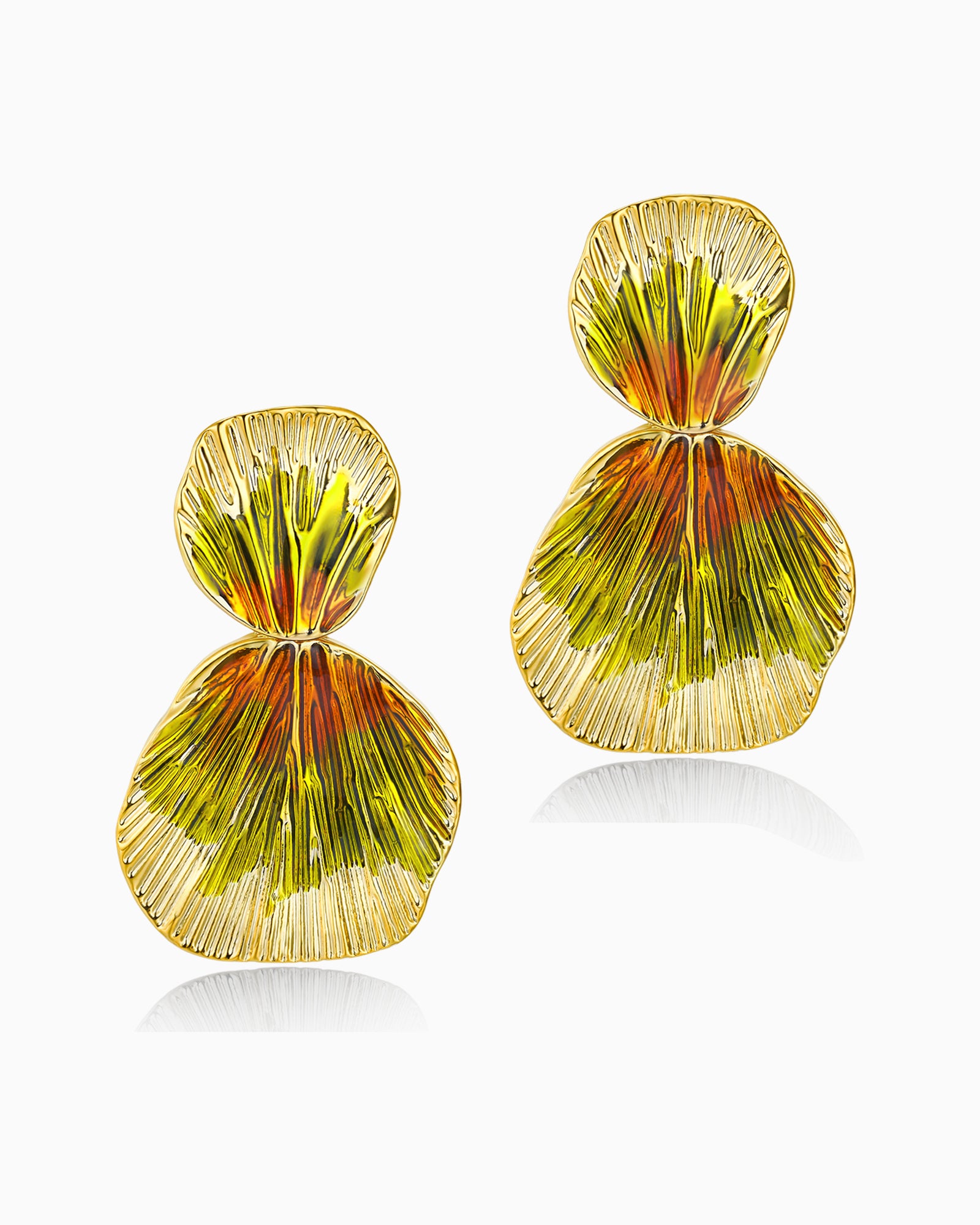 Boho Ribbed Enamel Dangle Earrings - Maple