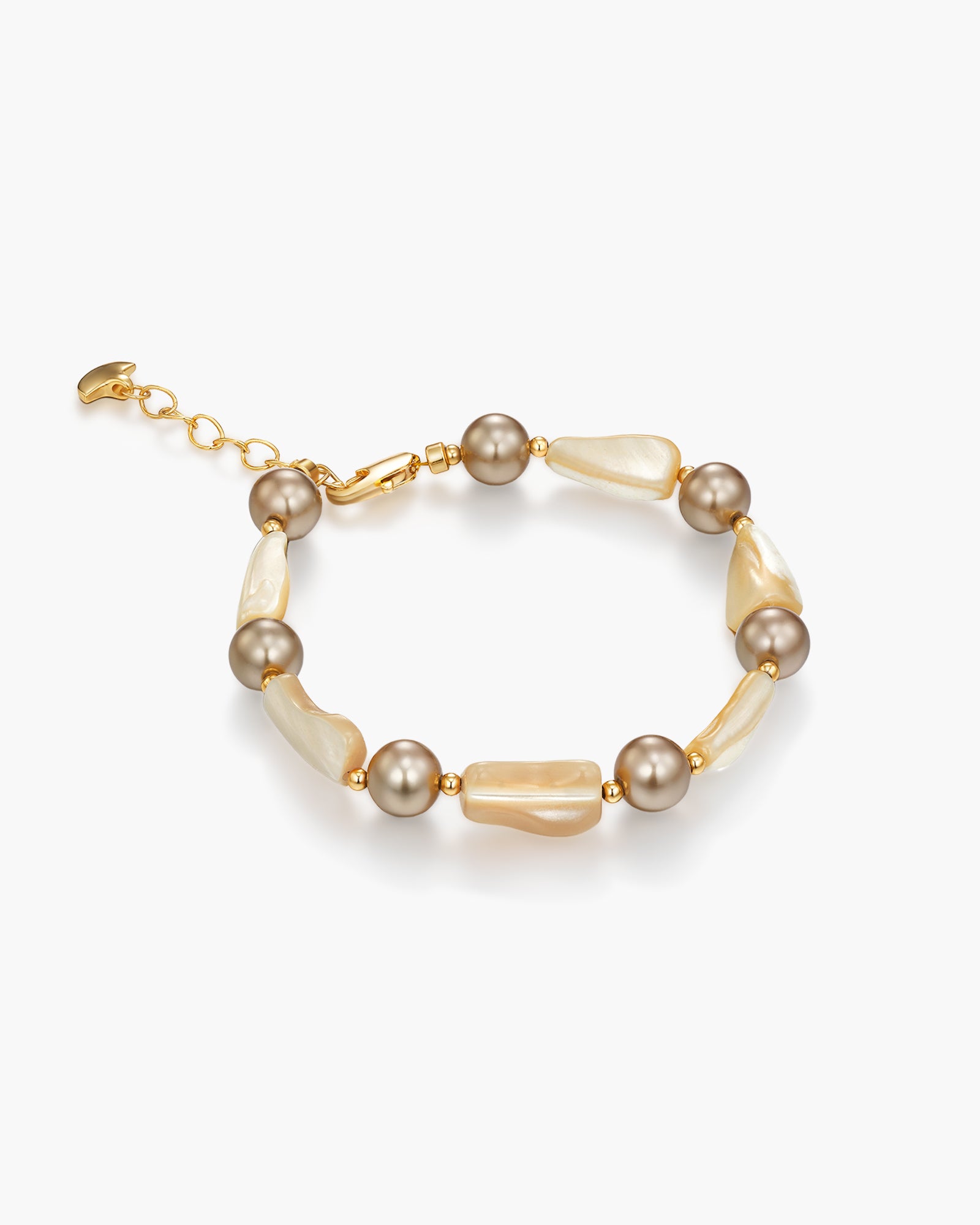 Baroque Pearl Style Beaded Bracelet In Gold Cream Tone