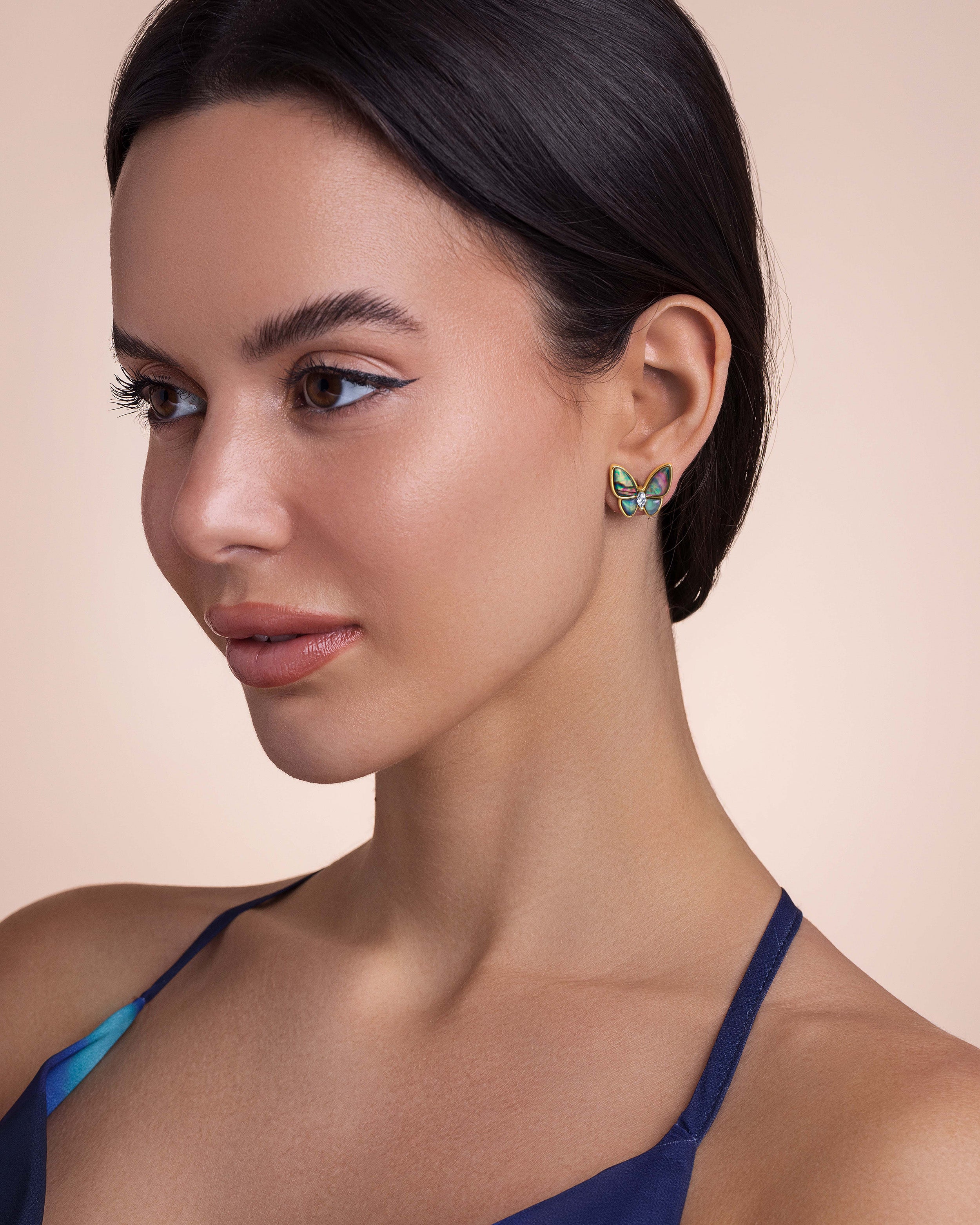 Butterfly Mother of Pearl Stud Earrings