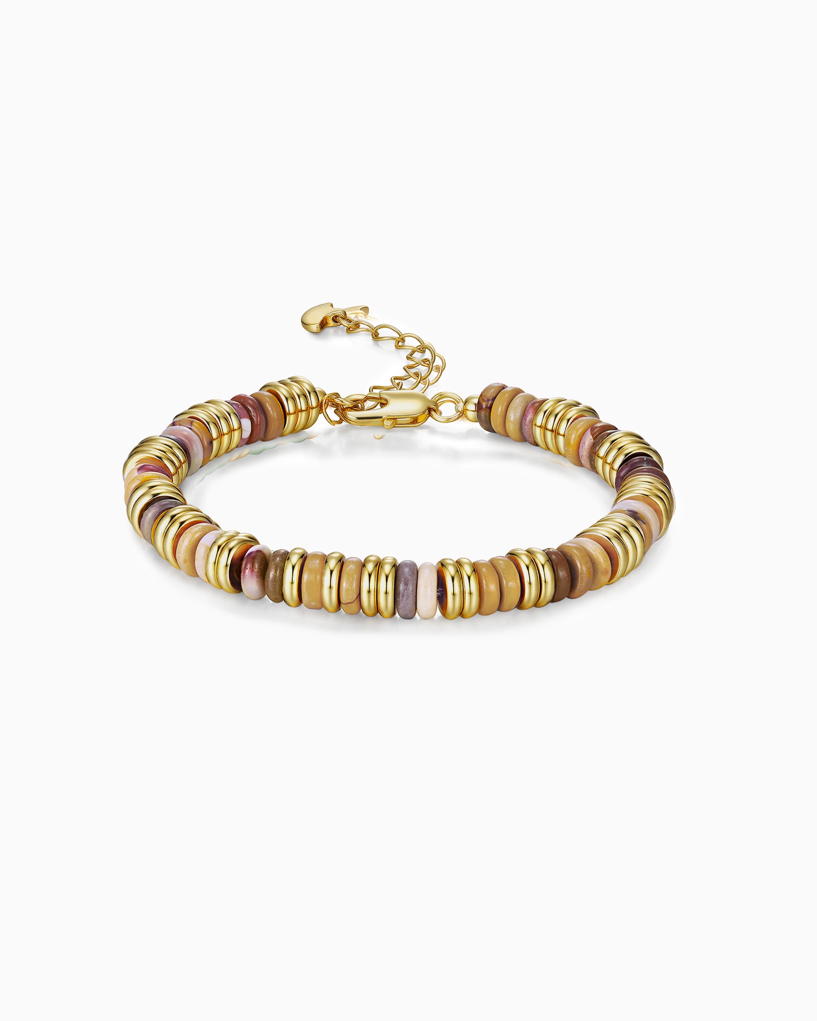 Gold Brown Amber Stone Bead Bracelet - Dune