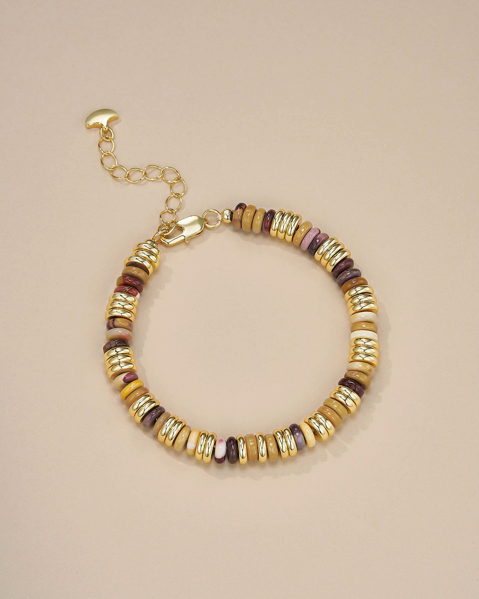 Gold Brown Amber Stone Bead Bracelet - Dune
