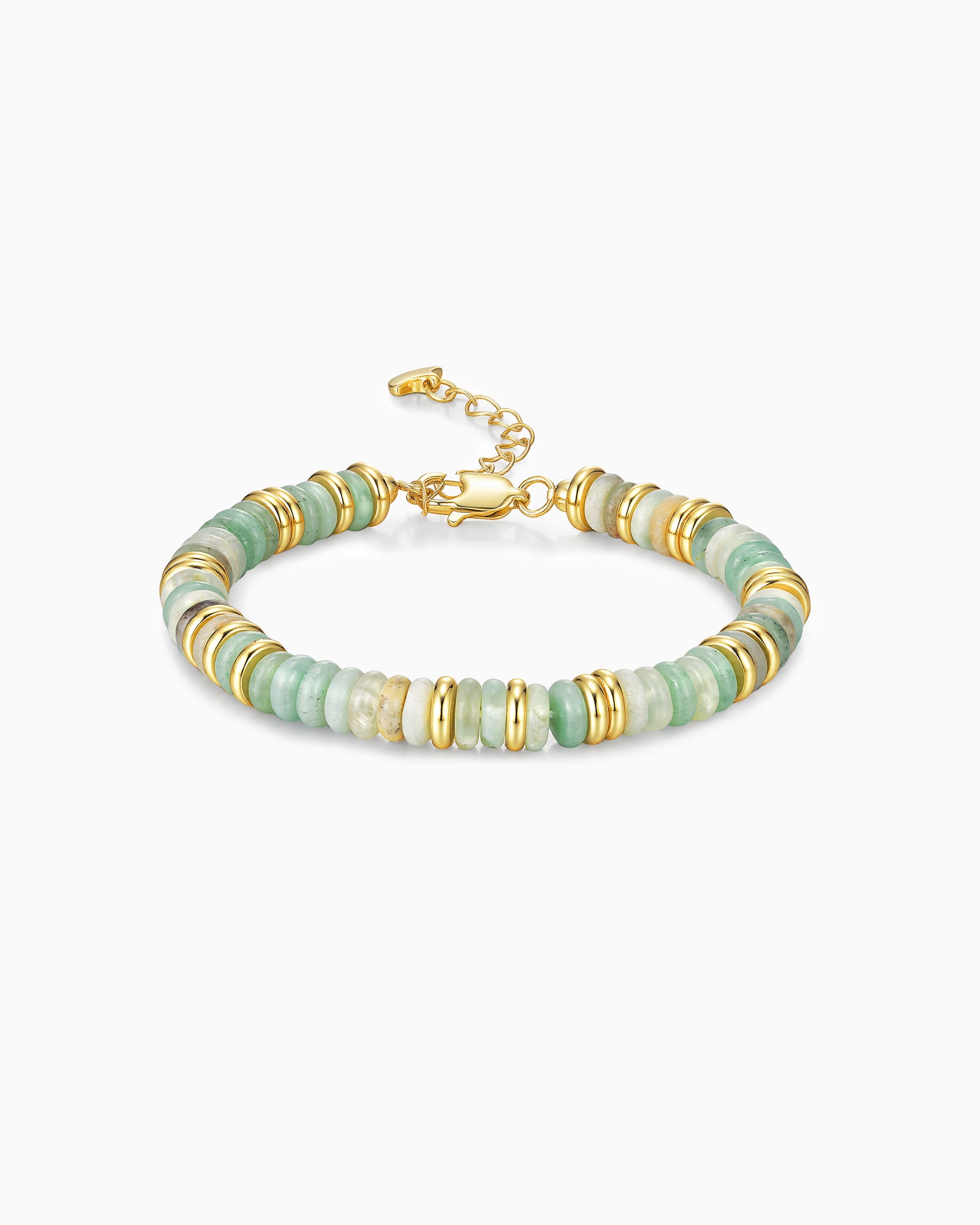 Gold Natural Stone Bead Bracelet - Mist