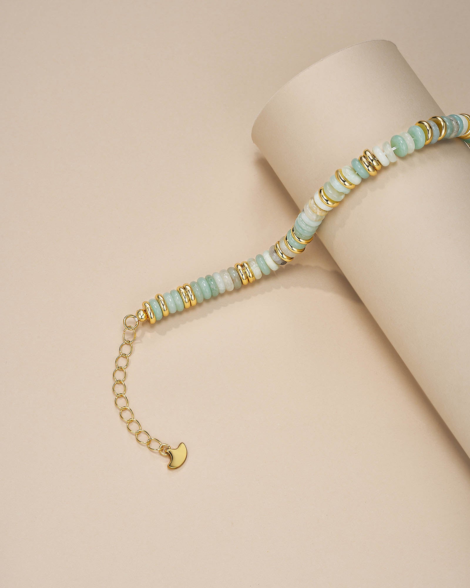 Gold Natural Stone Bead Bracelet - Mist