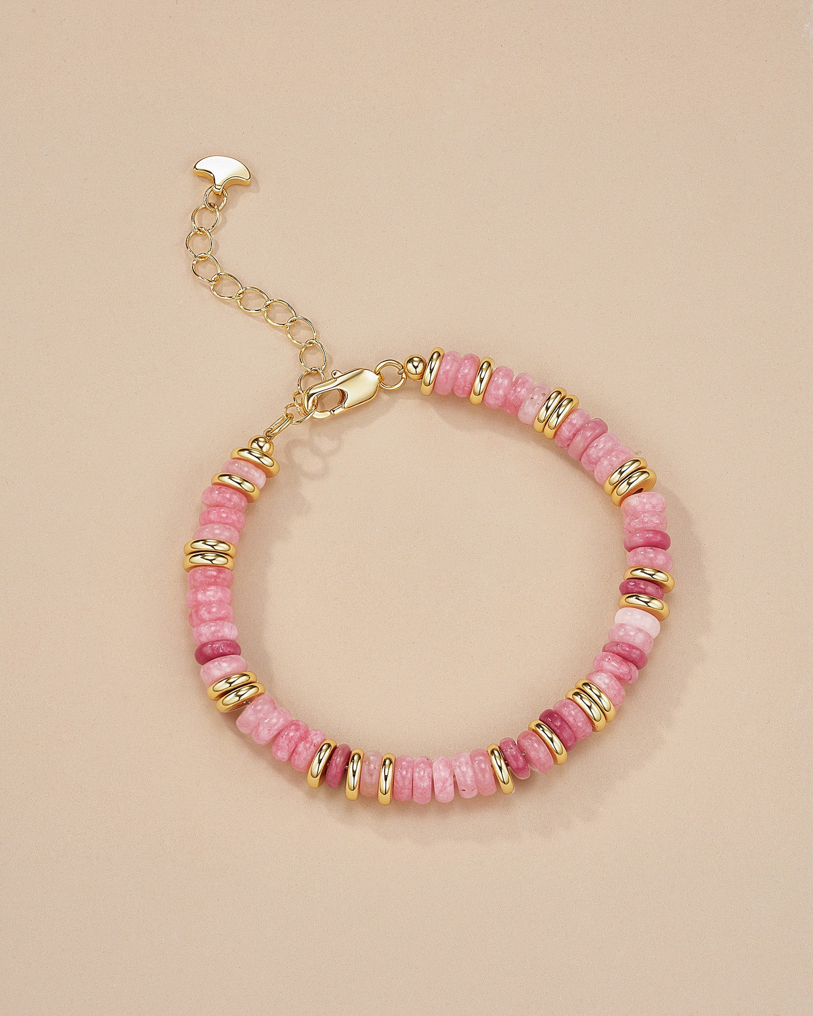 Gold Natural Stone Bead bracelet - Rose