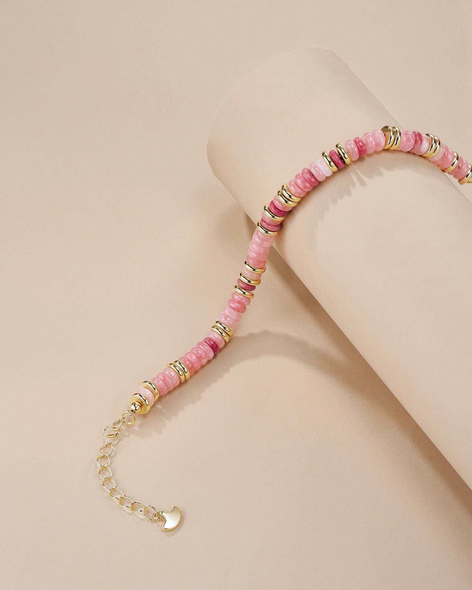 Gold Natural Stone Bead bracelet - Rose