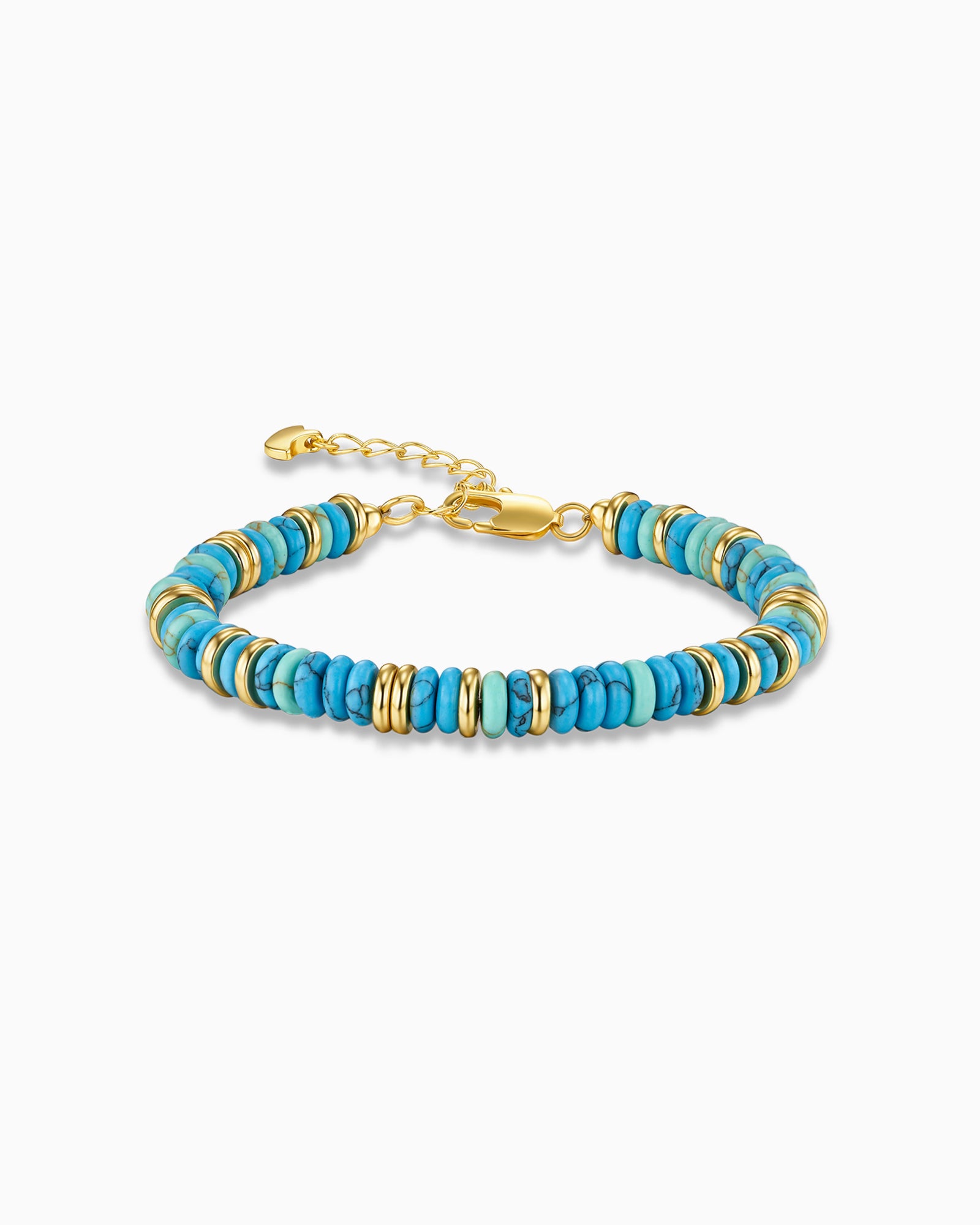Gold Natural Stone Bead Bracelet- Turquoise