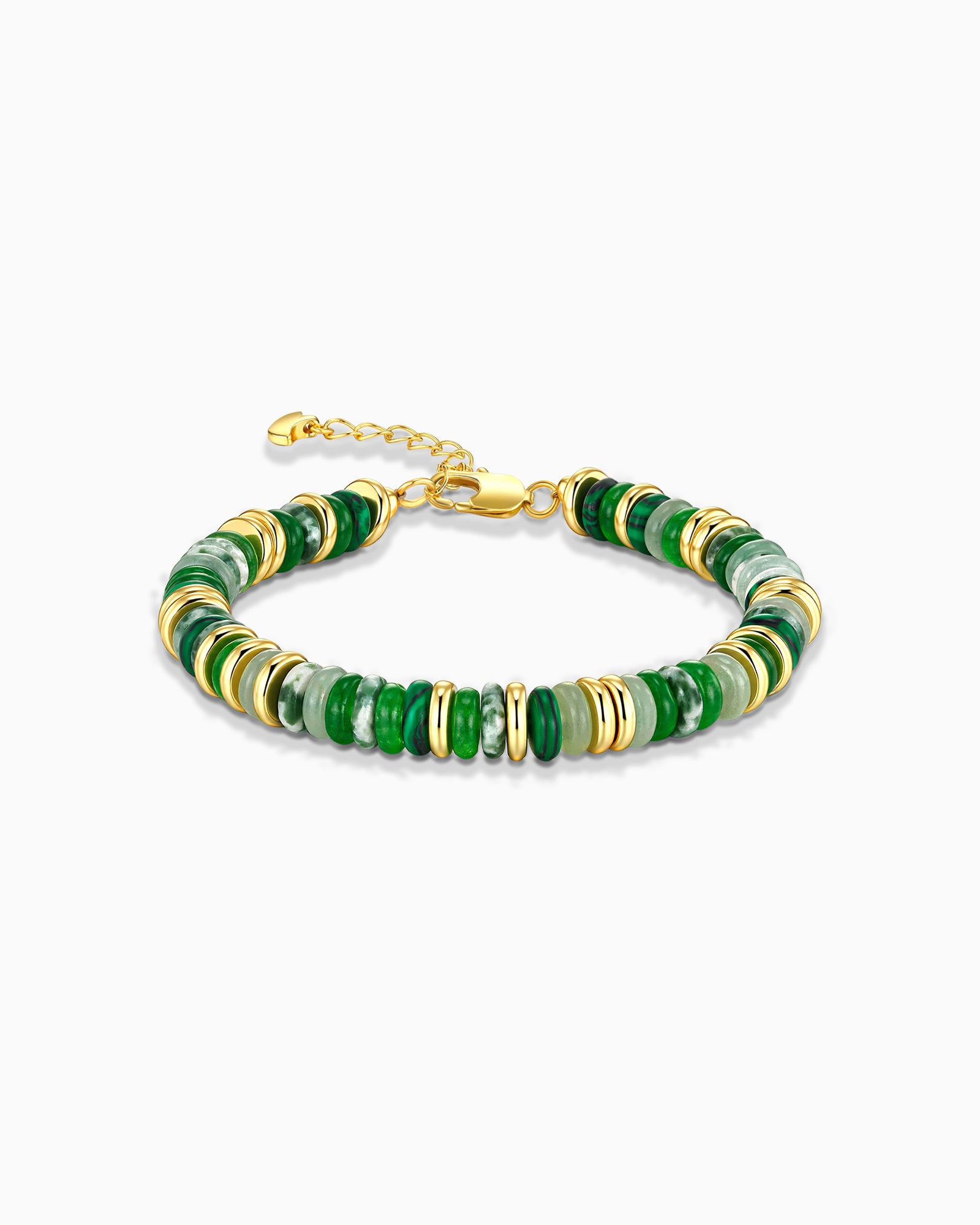 Gold Natural Stone Bead Bracelet - Forest