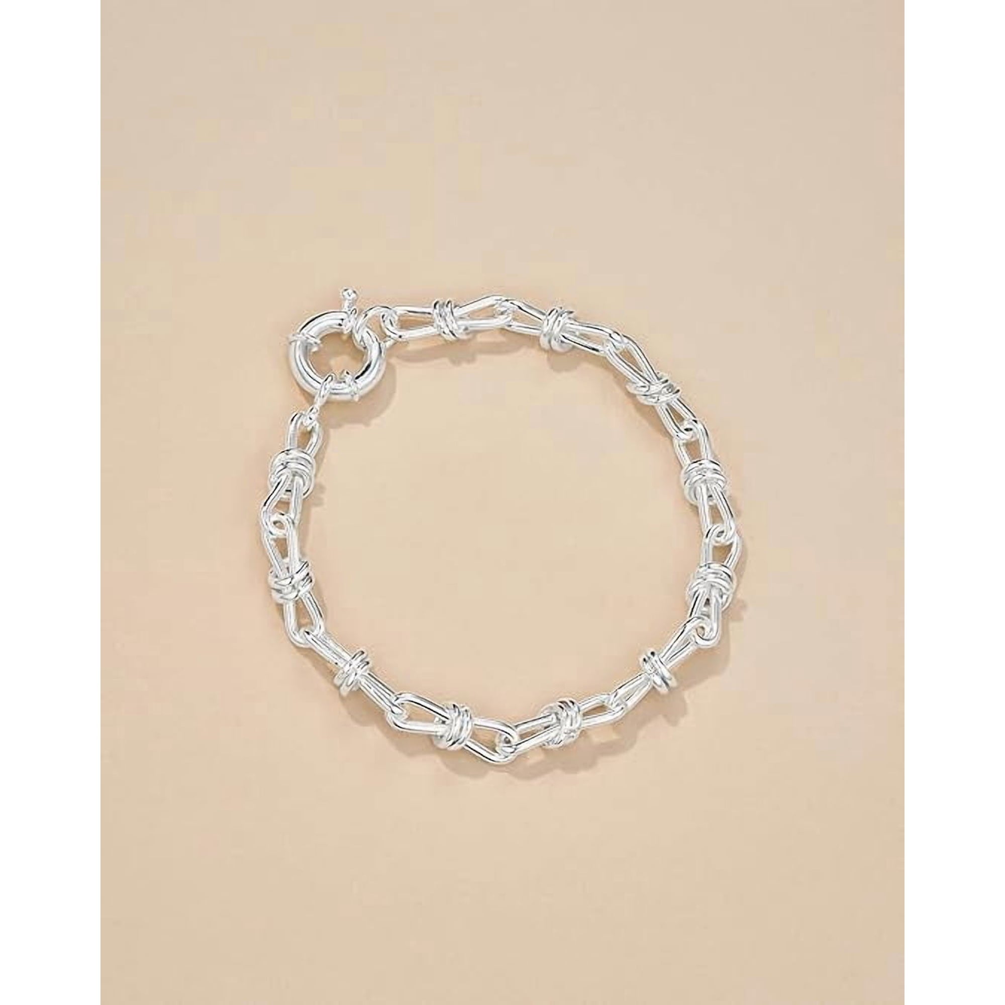 Adjustable Infinity Link Paperclip Chain Bracelet for Women, Silver Plated