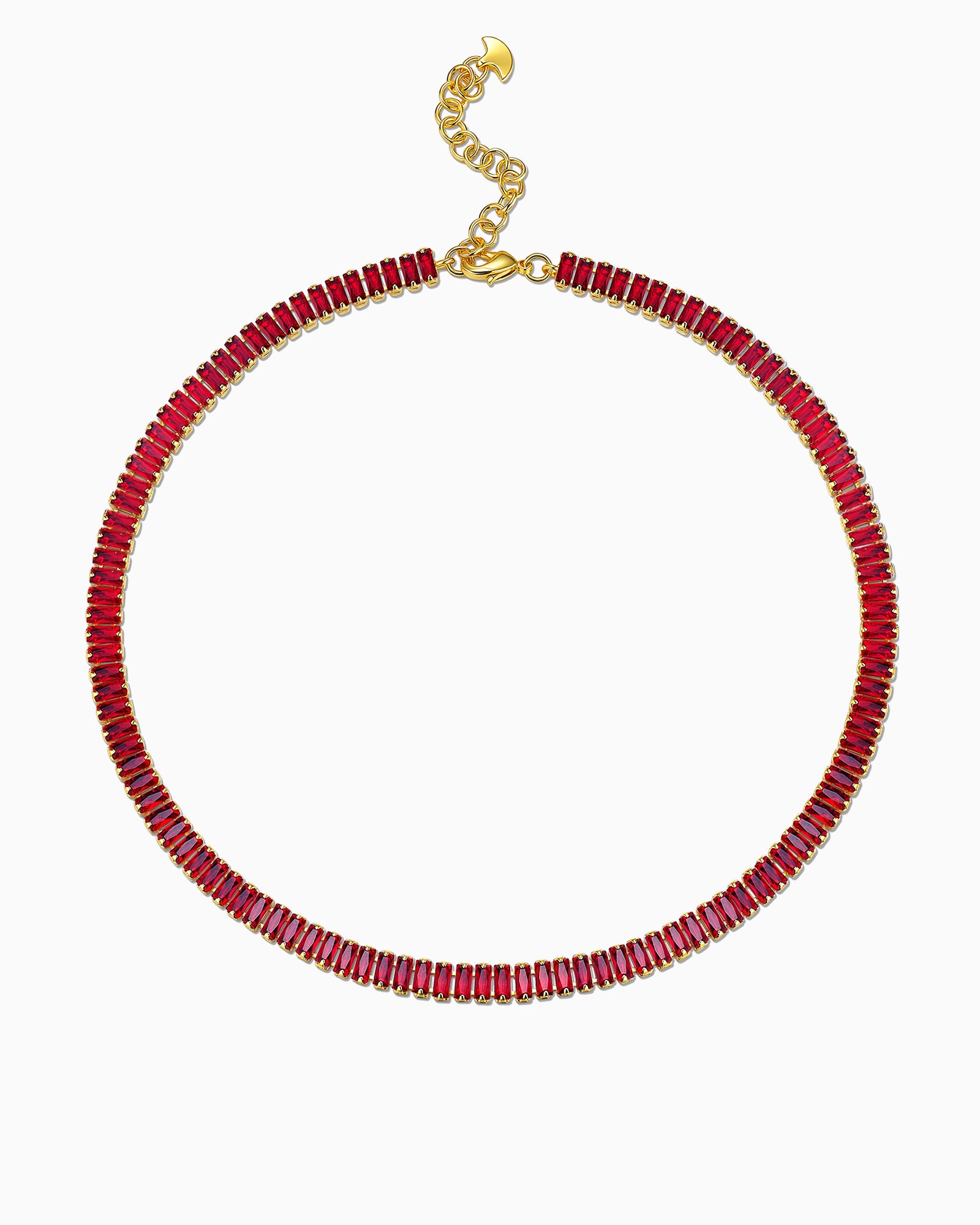 Ruby Baguette Gold Choker Necklace