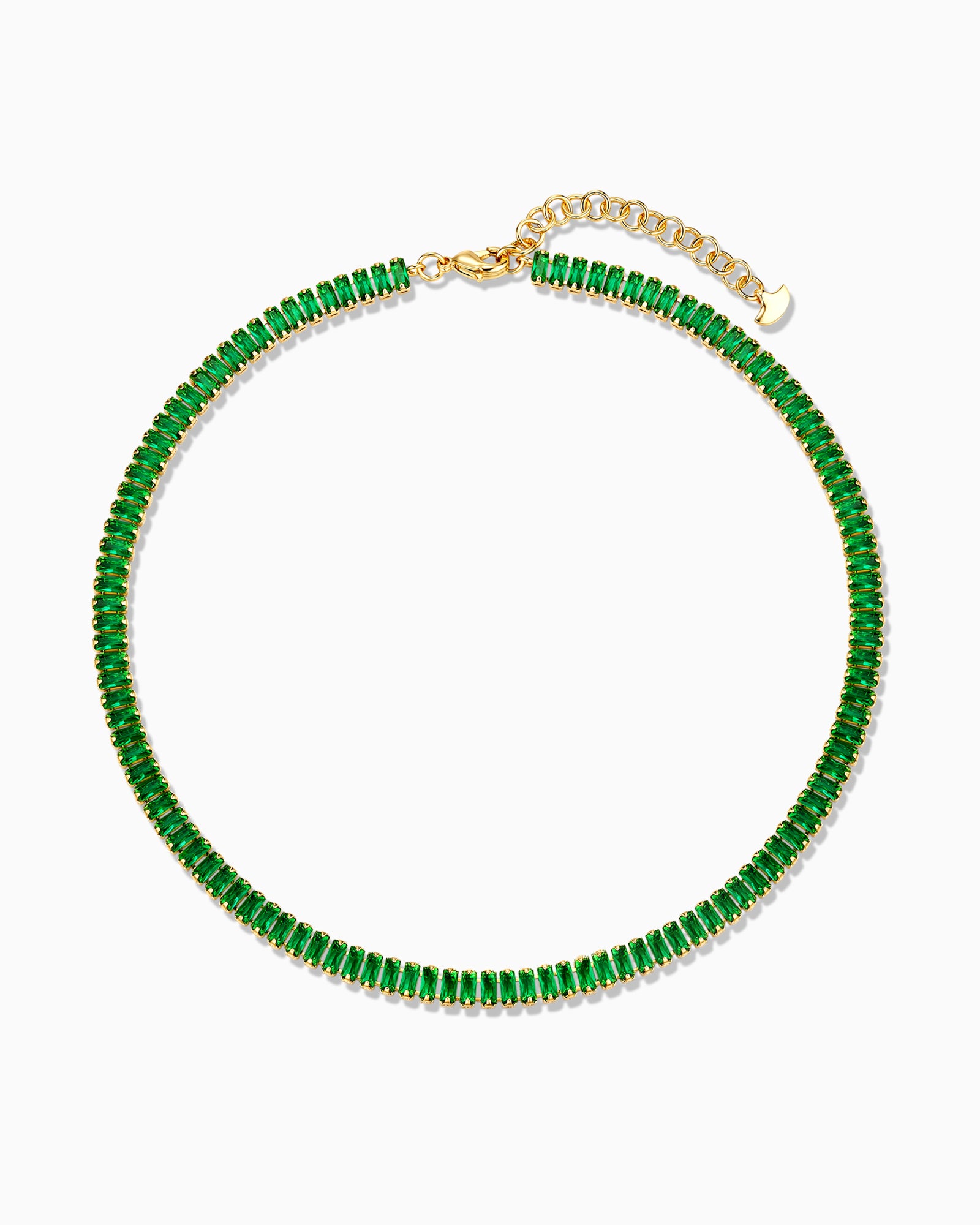 Green Emerald Baguette Choker Necklace
