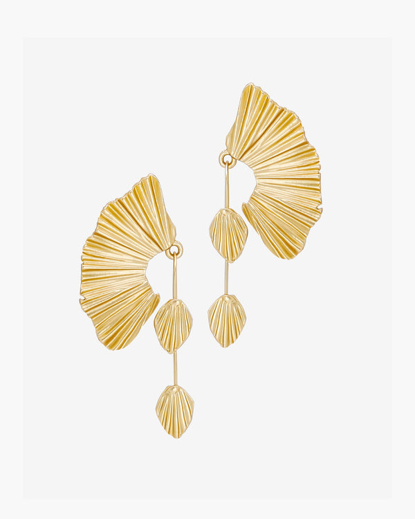 Dangle Leaf Earrings - Gold Plated