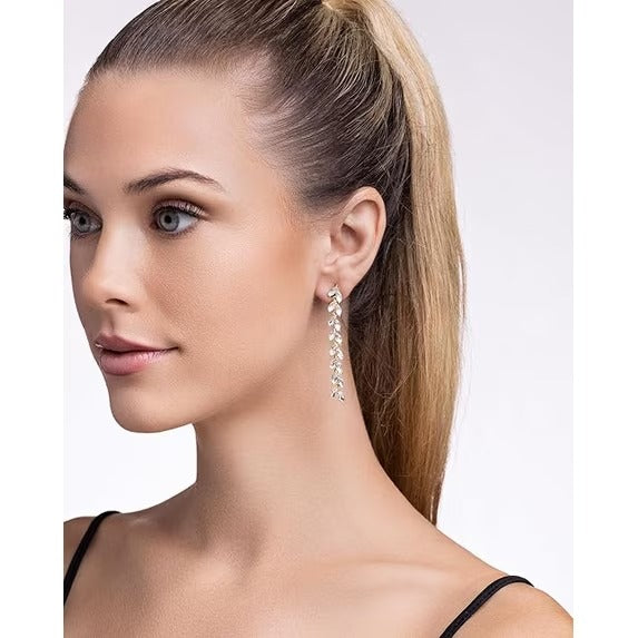 SNGIA 18K Gold Plated Marquise Cubic Zirconia Leaf Dangle Drop Earrings for Women
