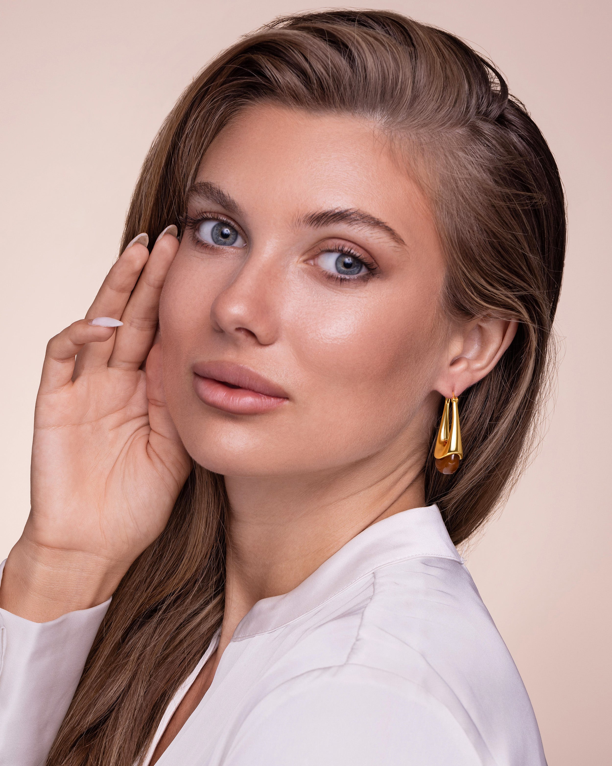 Swirl Resin Dangle Statement Earrings - Brown