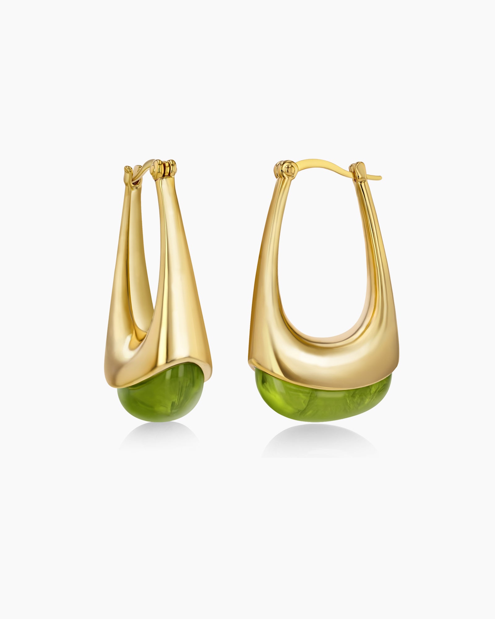 Swirl Resin Dangle Statement Earrings - Grass Green