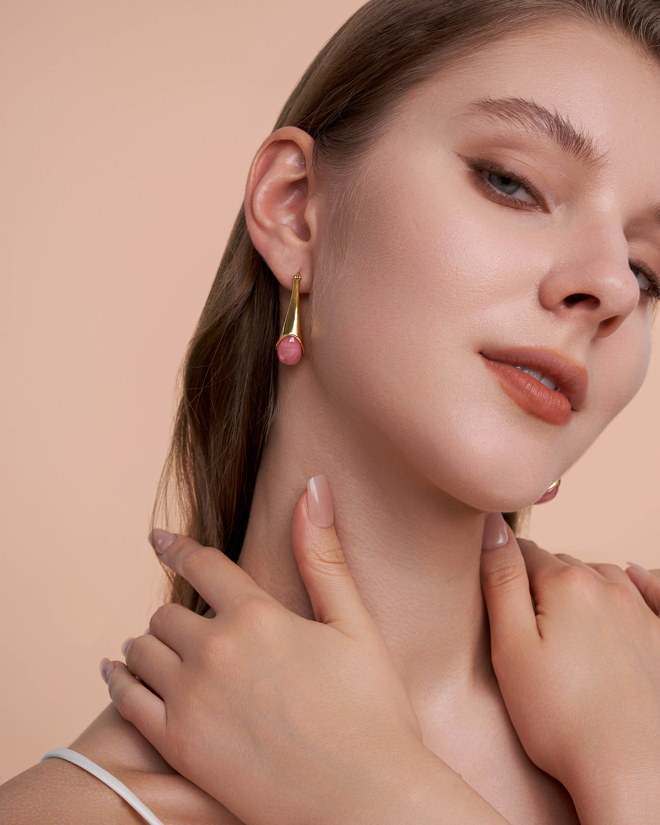 Swirl Resin Dangle Statement Earrings - Rose