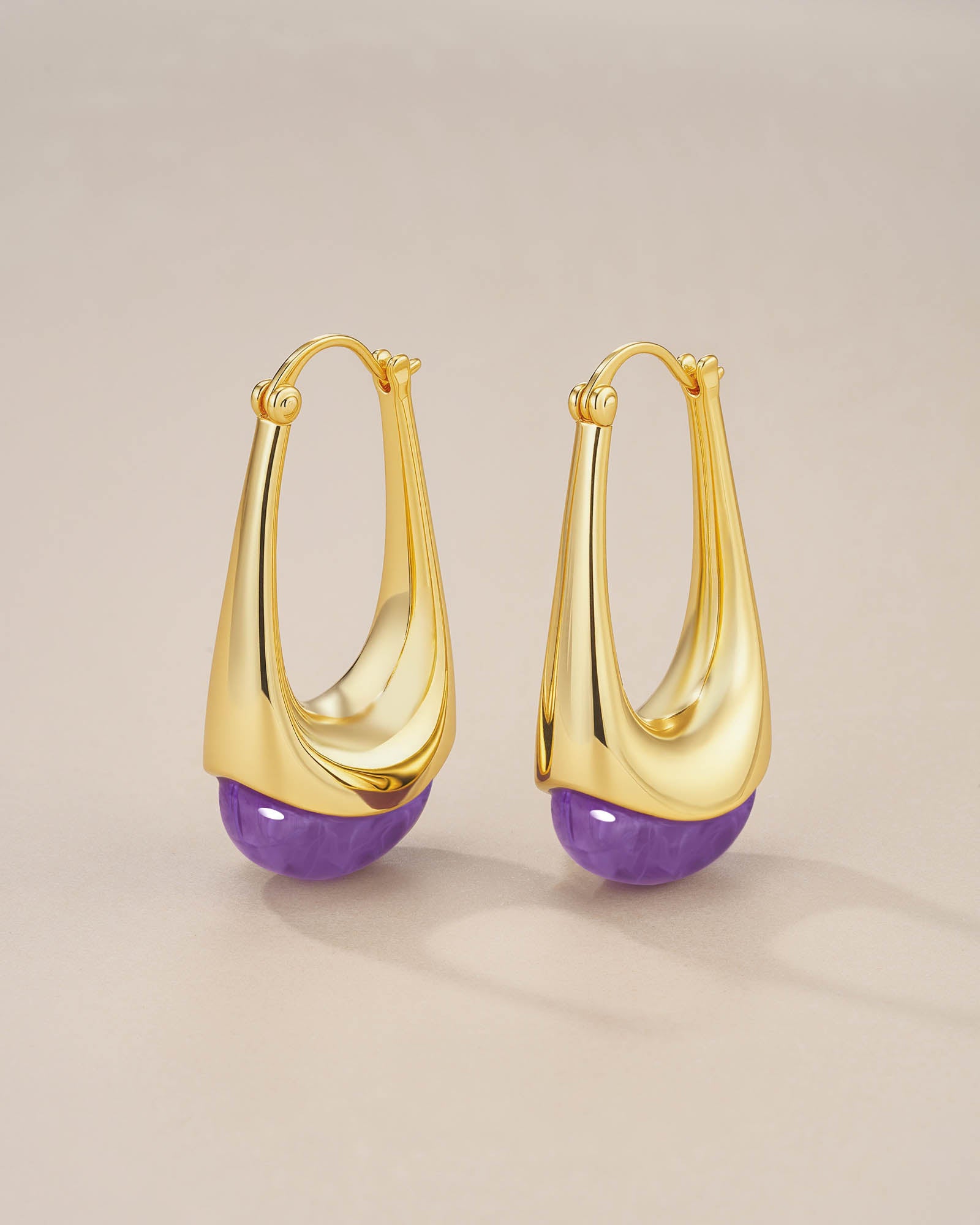 Swirl Dangle Statement Earrings In Purple Resin Style